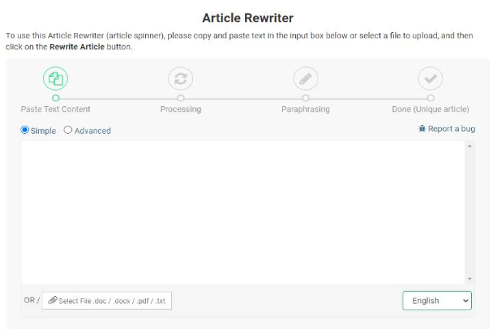 PrePostSEO Best Article Spinner tool